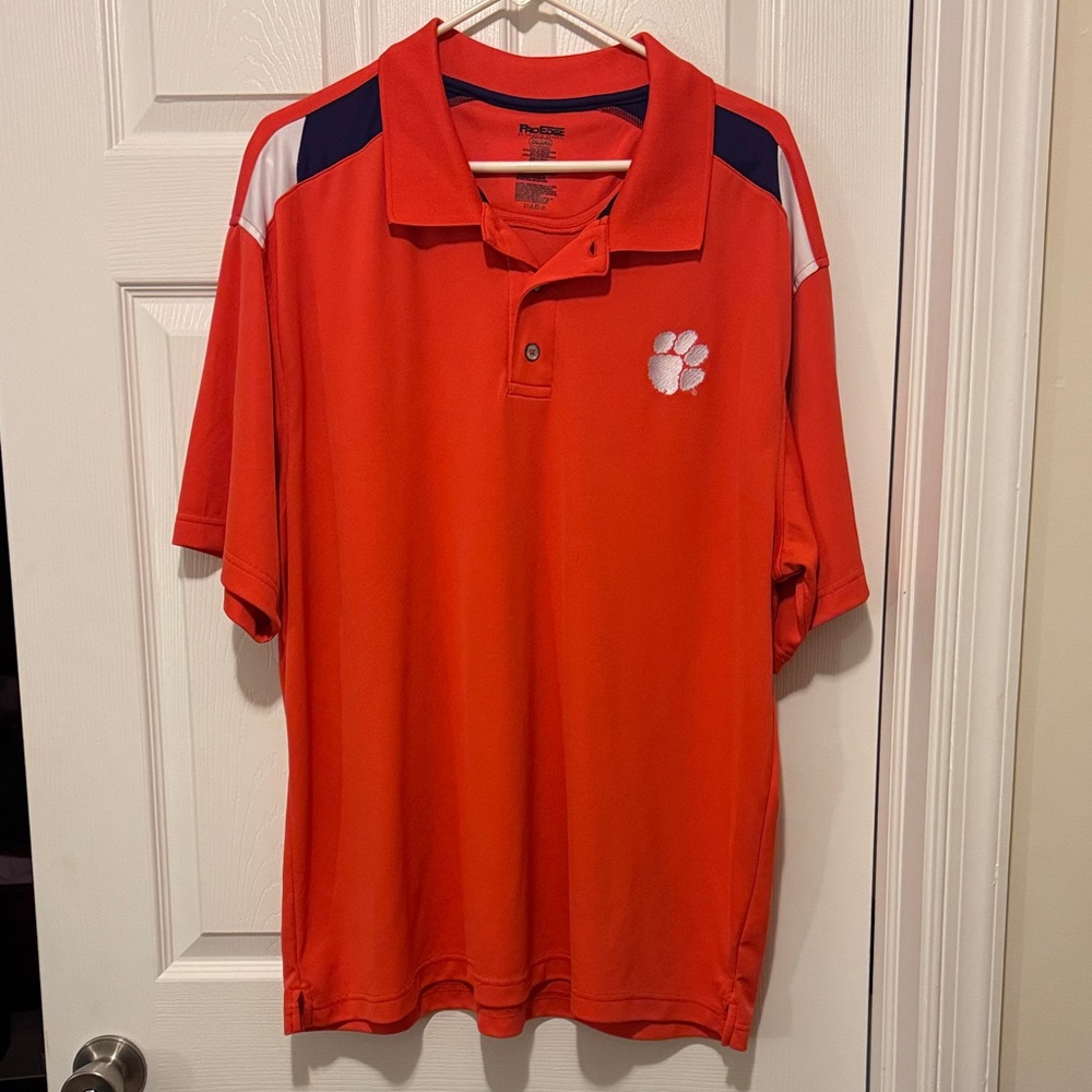 Clemson College shirt Pro Edge Orange and Navy Polo Shirt